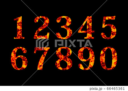 炎のデザインの数字のイラスト素材 炎のデザインの数字のイラスト素材