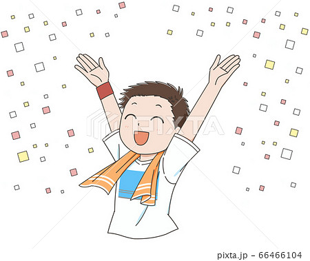 万歳するｔシャツの男性 のイラスト素材
