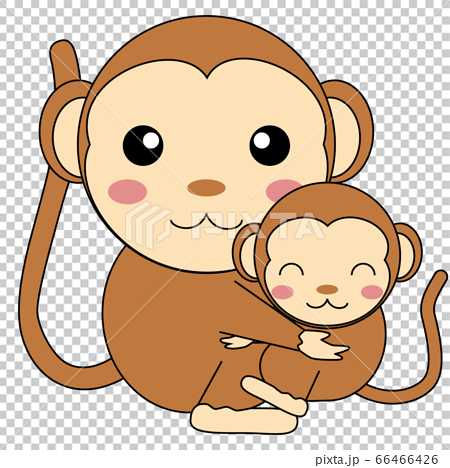 猿の親子のイラストのイラスト素材