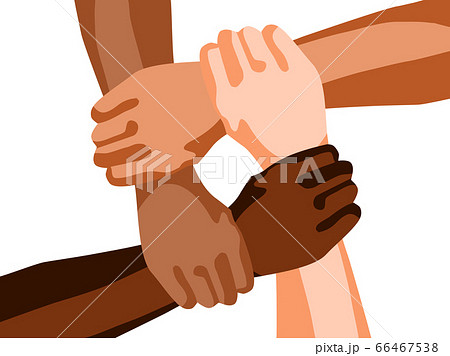 Discrimination and racism concept,Hand in different colors holding together, vector illustration 66467538