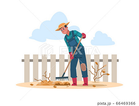 Agricultural worker cartoon character doing farming job. Vector illustration agriculture human 66469366