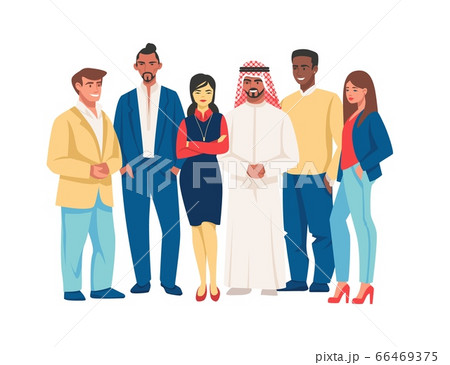 Diverse business people. Multicultural team characters, group of happy young and old office workers. Vector cartoon man and woman set 66469375