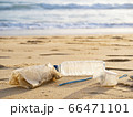trash on sand beach 66471101