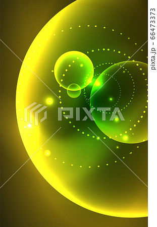 Neon shiny transparent glowing circles with light effects. Techno futuristic vector abstract background For Wallpaper, Banner, Background, Card, Book Illustration, landing page 66473373