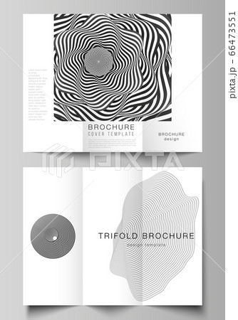 The minimal vector illustration layouts. Modern creative covers design templates for trifold brochure or flyer. Abstract 3D geometrical background with optical illusion black and white design pattern. The minimal vector illustration layouts. Modern creative covers design templates for trifold brochure or flyer. Abstract 3D geometrical background with optical illusion black and white design pattern. 66473551