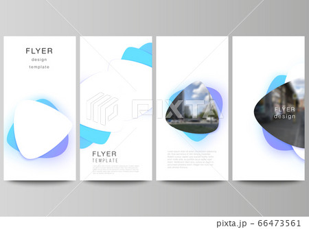 The minimalistic vector illustration of the editable layout of flyer, banner design templates. Blue color gradient abstract dynamic shapes, colorful geometric template design. 66473561