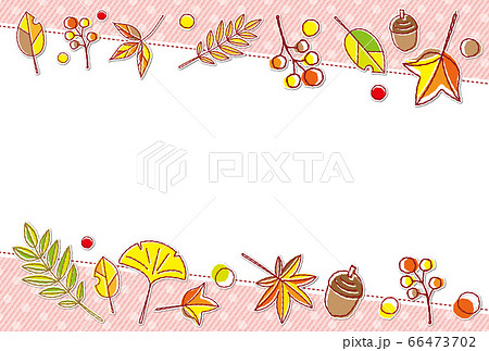 秋の素材 紅葉 ドット柄フレーム 背景素材 ポストカード 秋の素材 紅葉 ドット柄フレーム 背景素材 ポストカード 66473702