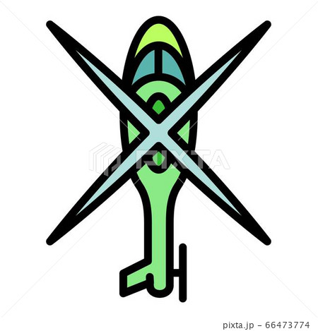 Top view helicopter icon, outline style Top view helicopter icon, outline style 66473774