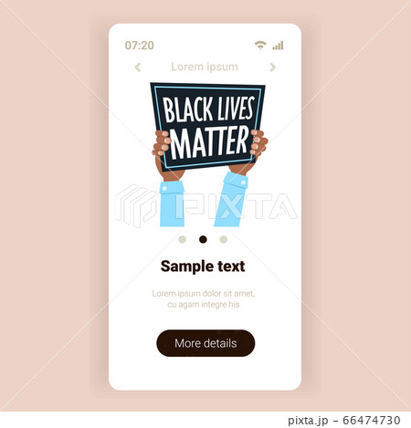 hands holding black lives matter banner awareness campaign against racial discrimination of dark skin color hands holding black lives matter banner awareness campaign against racial discrimination of dark skin color 66474730