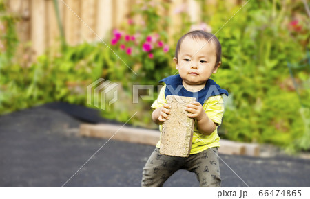 重いレンガを持って運んでいる健気でかわいい子供の姿 重いレンガを持って運んでいる健気でかわいい子供の姿 66474865
