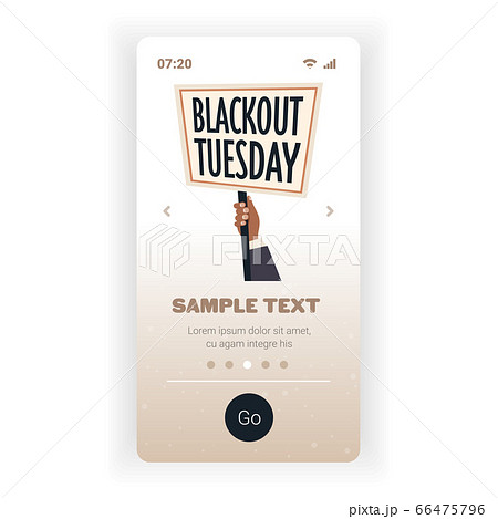 hand holding blackout tuesday banner black lives matter campaign against racial discrimination 66475796