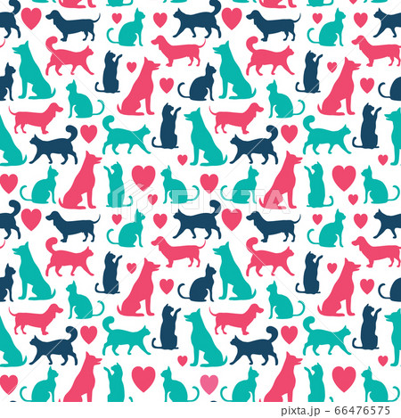 Vector seamless pattern with cats and dogs 66476575
