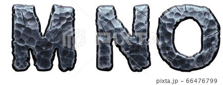 Set of capital letters M, N, O made of forged metal isolated on white background. 3d 66476799