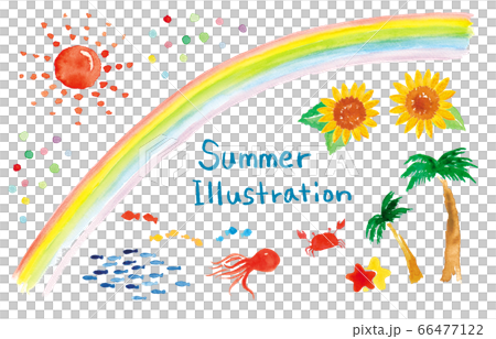 夏のカラフルイラスト詰め合わせのイラスト素材