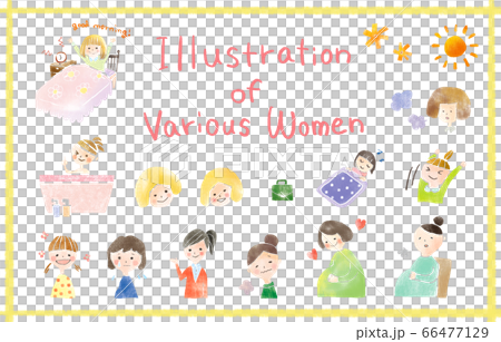 Living woman illustration assortment 66477129