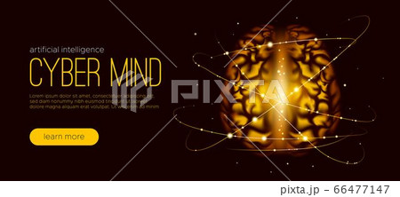 Machine Learning, Cyber Mind Concept. Technology of Virtual Reality, Big Data Analysis. Artificial intelligence and Futuristic Machine Learning, Neural Connections. Circuit Board, Information Stream. 66477147