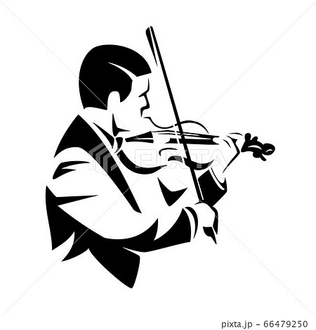 Classical Musician Playing Violin Black And のイラスト素材
