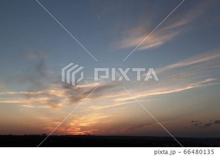 Landscape of sunset with cloudy orange sky. Landscape of sunset with cloudy orange sky. 66480135