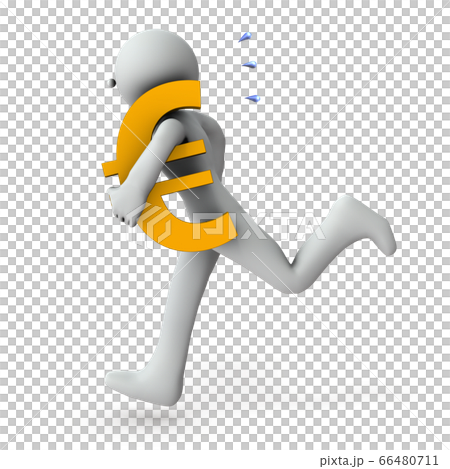 資金繰りに奔走するキャラクター。（3Dイラスト） 66480711
