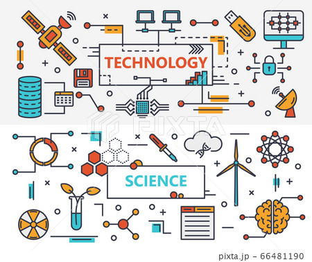 Vector thin line flat design Technology and Science concept banners Vector thin line flat design Technology and Science concept banners 66481190