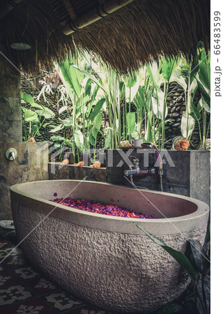 Bath tub with flower petals Bath tub with flower petals 66483599