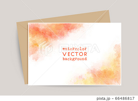 はがきサイズの水彩フレーム：オレンジ 66486817