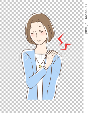 A woman suffering from stiff shoulders 66486955