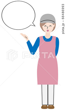 女性　案内　吹き出し 66486993