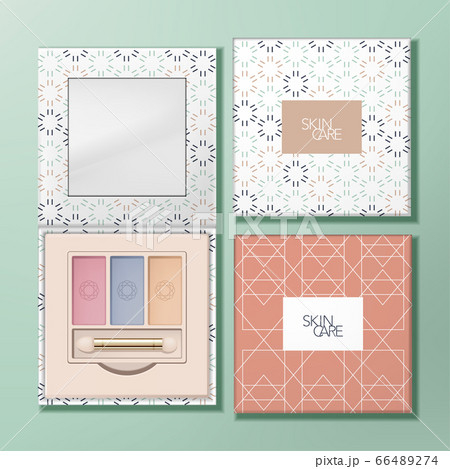 Vector Recyclable Paper Square Eyeshadow Palette with Mirror & Geometric Pattern Vector Recyclable Paper Square Eyeshadow Palette with Mirror & Geometric Pattern 66489274
