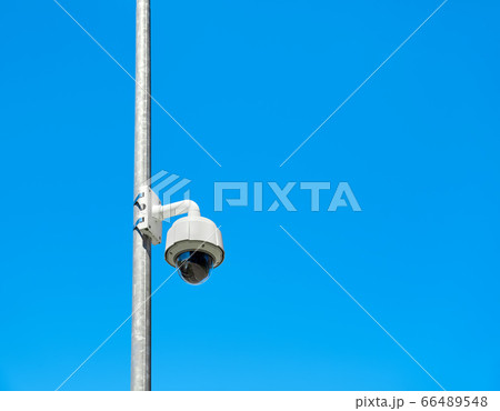 CCTV camera against the blue sky. CCTV camera against the blue sky. 66489548