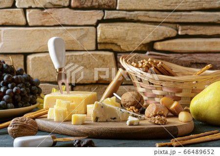 Cheese plate from different kind of cheese - Cheese plate from different kind of cheese - 66489652