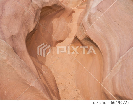 View from above into a gorge filled with sand View from above into a gorge filled with sand 66490725