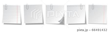 Realistic blank sticky notes isolated on white background. White sheets of note papers. Paper 66491432