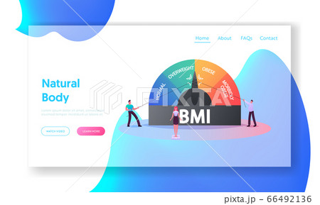 Fat and Slim People Obesity Weight Control, Body Mass Index Landing Page Template. Tiny Characters at Huge Scale with Obesity Degrees Normal, Overweight to Morbidly Obese. Cartoon Vector Illustration 66492136