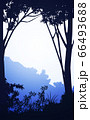 Natural forest mountains horizon hills silhouettes of trees. Evening Sunrise and sunset. Landscape wallpaper. Illustration vector style. Colorful view background. 66493688