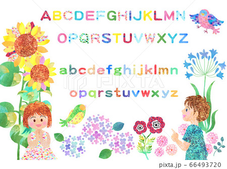 夏休みの子ども英語教室のイラスト素材