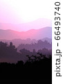 Natural forest mountains horizon hills silhouettes of trees. Evening Sunrise and sunset. Landscape wallpaper. Illustration vector style. Colorful view background. 66493740