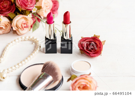 Makeup beauty cosmetic fashion set background. Makeup beauty cosmetic fashion set background. 66495104
