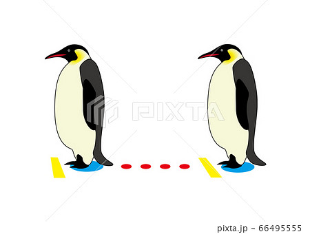ペンギンでソーシャルディスタンスを表現したイラストのイラスト素材