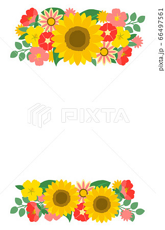 夏の花の背景フレームのイラスト素材 夏の花の背景フレームのイラスト素材