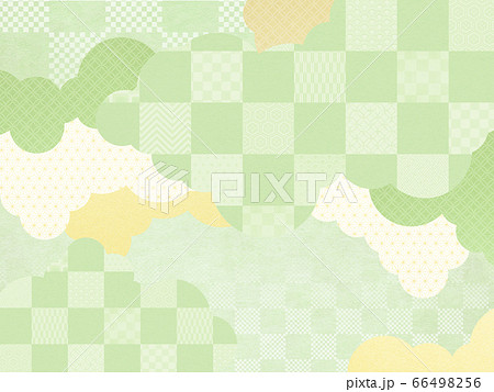 緑色の和柄のイラスト素材