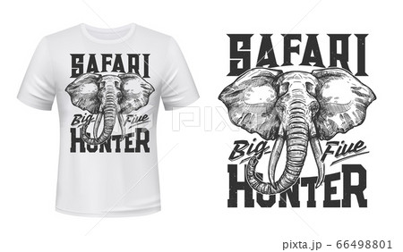Elephant t-shirt print mockup of safari hunting Elephant t-shirt print mockup of safari hunting 66498801