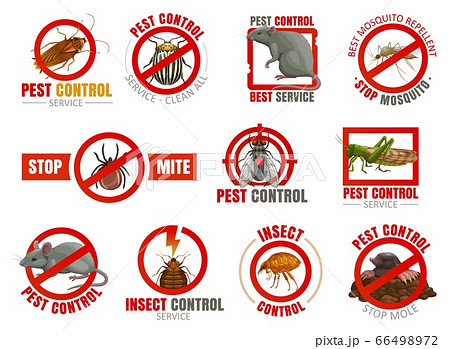 Pest control icons with insects and animals 66498972