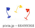Blue yellow and red table lamp isolate on white background, 3d illustration. 66499368