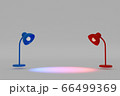 Red and blue lamp lighting on gray background, 3d illustration. 66499369