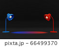 Red and blue lamp lighting on dark background, 3d illustration. 66499370