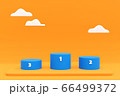Winner Podium On Yellow Background with white cloud on the sky. 66499372