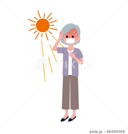 熱中症  おばあさん  マスク イラスト 66499569