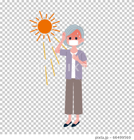熱中症  おばあさん  マスク イラスト 66499569