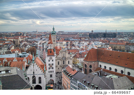 Townscape panoramic view above historical part of Munich, Germany. Townscape panoramic view above historical part of Munich, Germany. 66499697